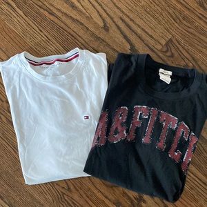 Men’s t-shirts Large white Hilfiger + black Abercrombie & Fitch VG condition